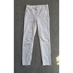 Madewell Women's Size 27 9" Mid Rise Skinny Jeans White Distressed Hems